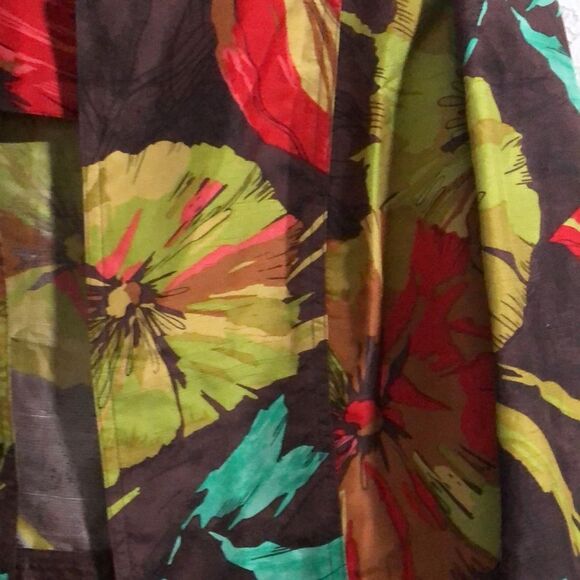 COLDWATER CREEK Size PL Open Front Floral Jacket Blazer 100% Silk Unlined - Picture 3 of 6